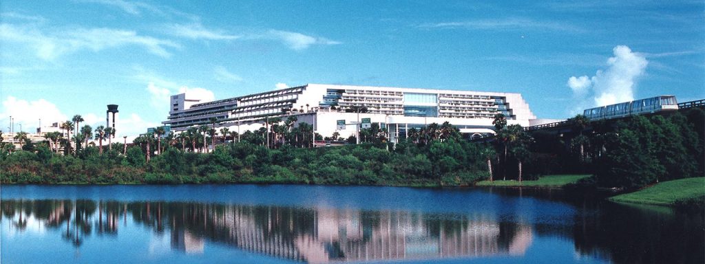 a large building with trees around it