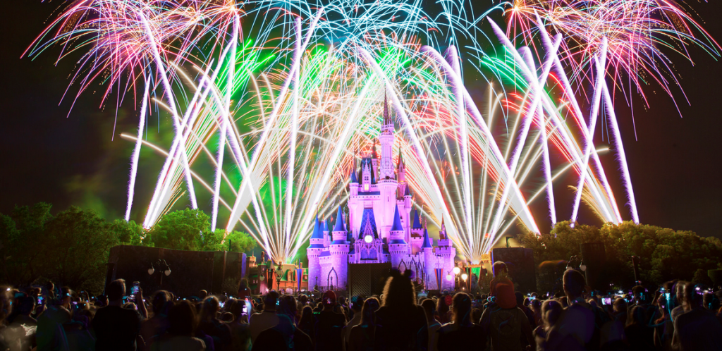 fireworks in the sky above a castle