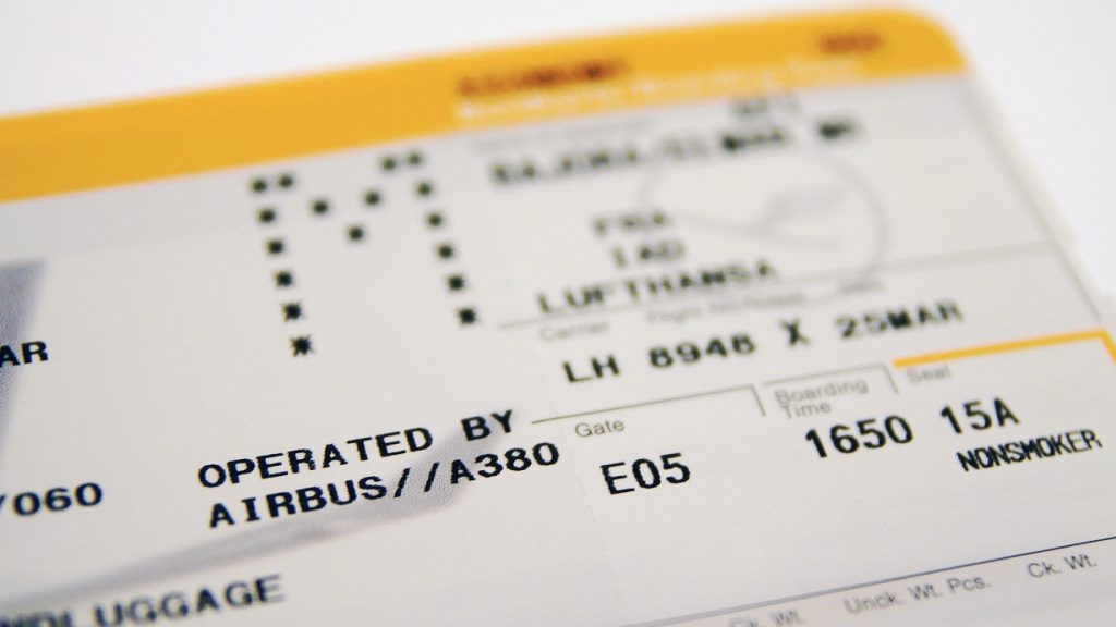 a close up of a flight ticket