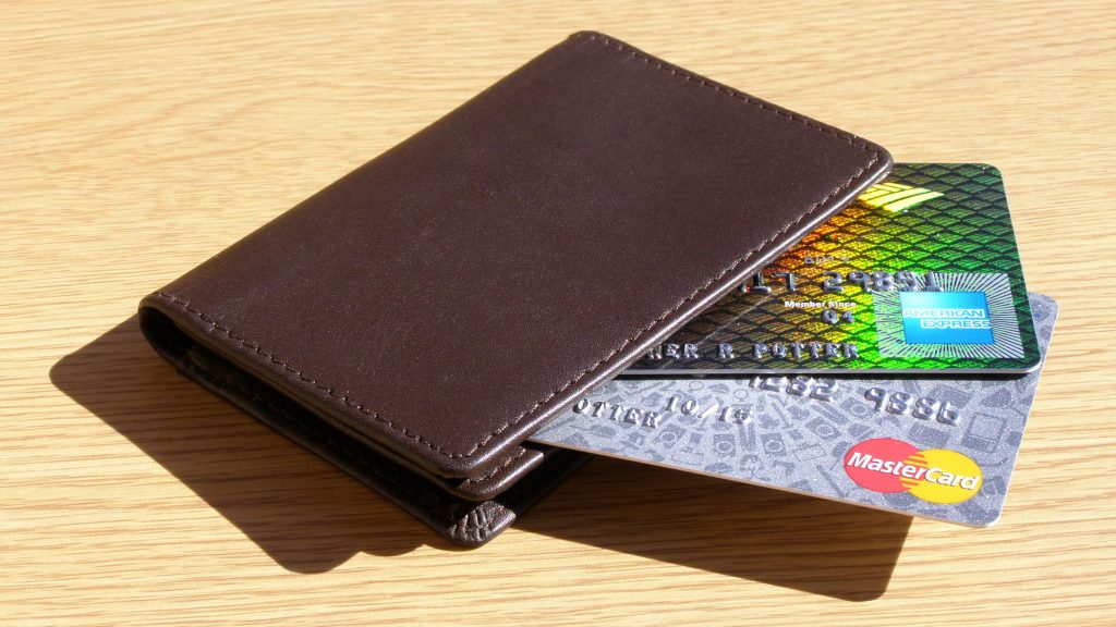 a wallet with credit cards inside