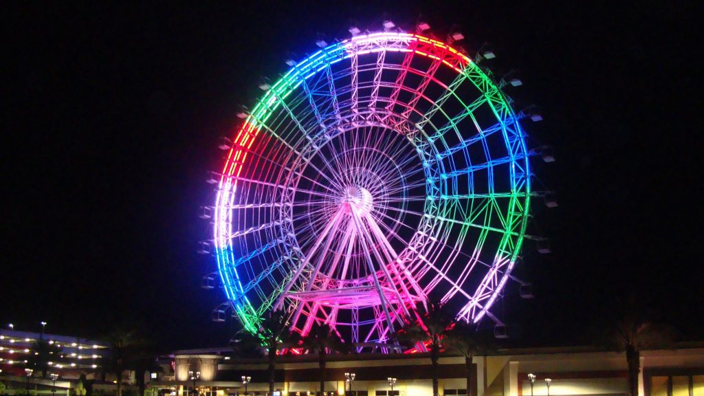 a ferris wheel with many colors