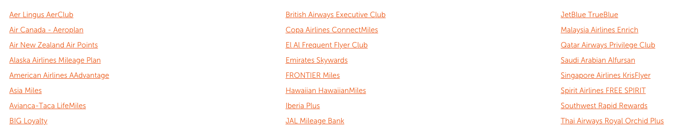 a list of flights