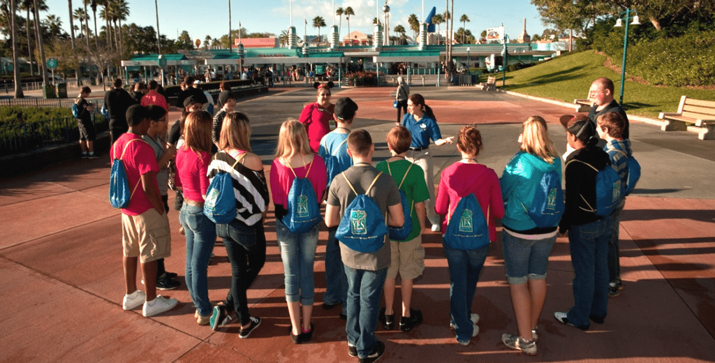 a group of people standing in a circle