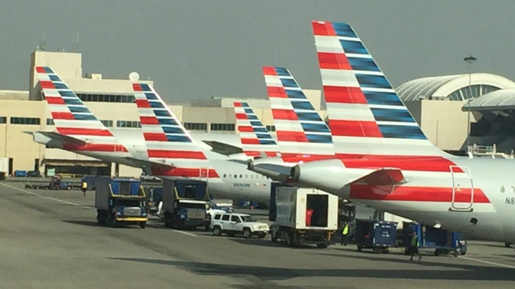 airplanes parked in a row