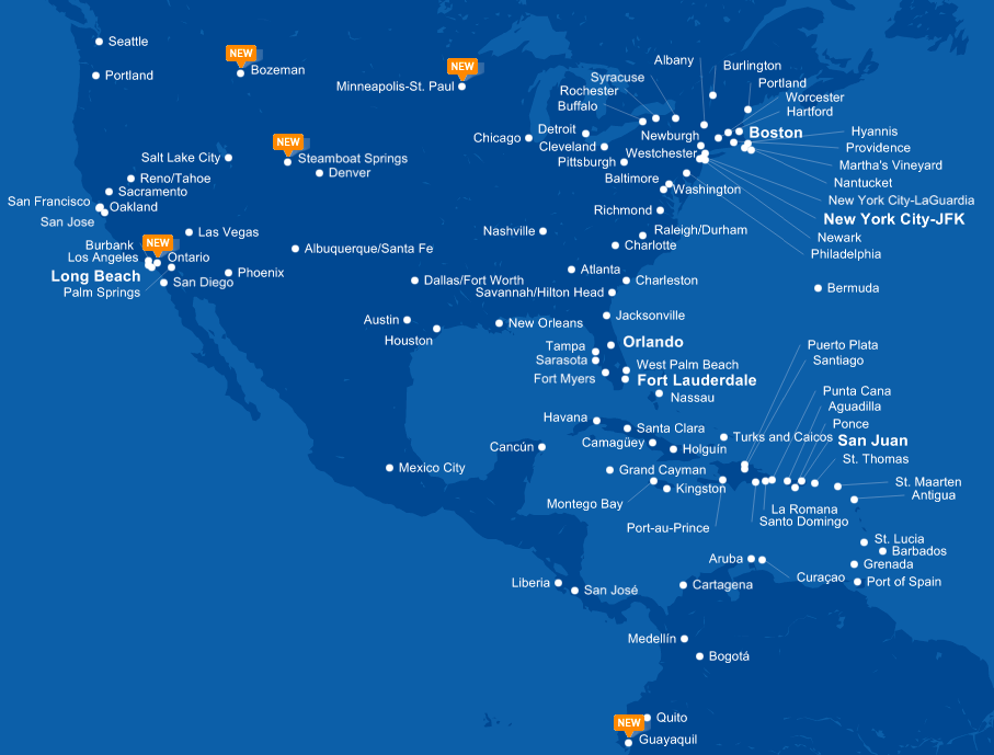 JetBlue Route Map 2019