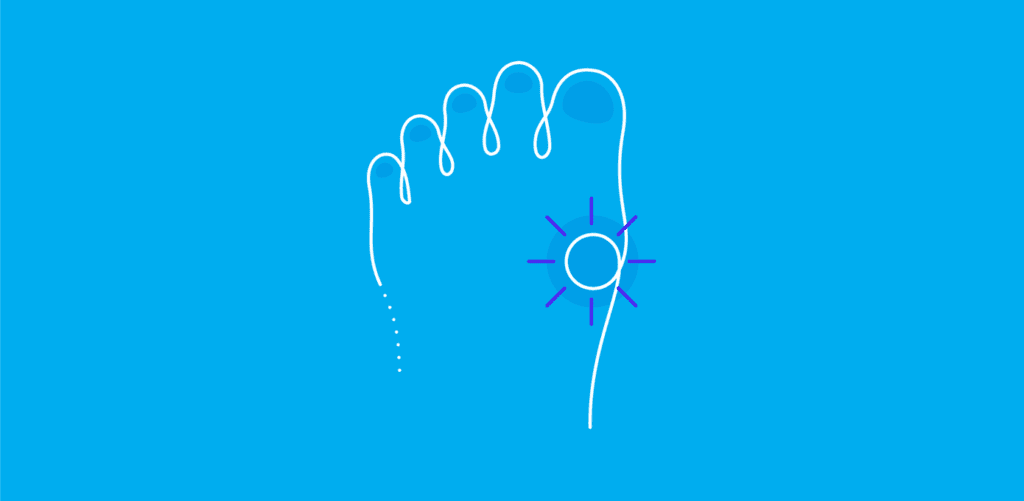 a drawing of a foot and a sun