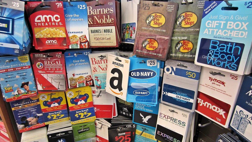 a bunch of gift cards