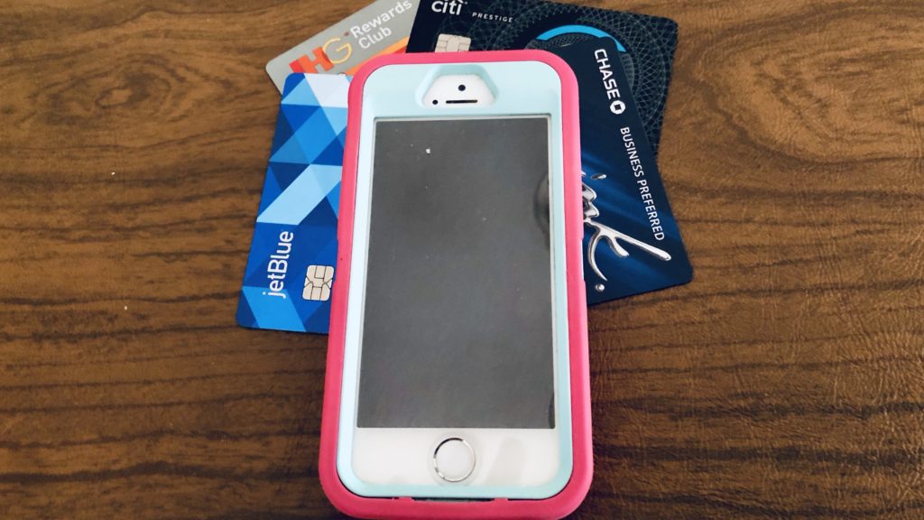 a cell phone and credit cards