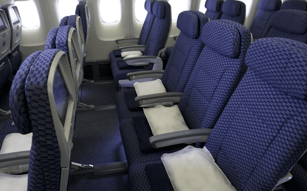 a row of seats in an airplane