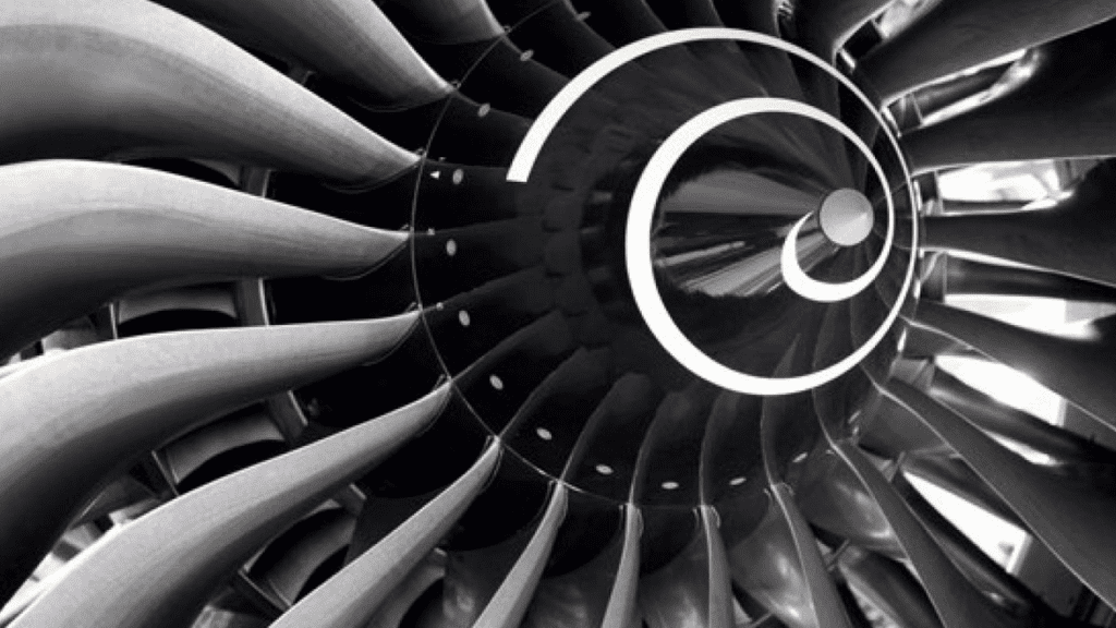 close-up of a jet engine