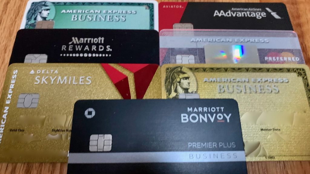 a group of credit cards