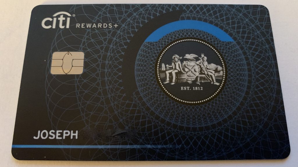 a blue and black credit card