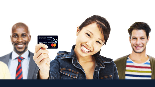 a woman holding a credit card