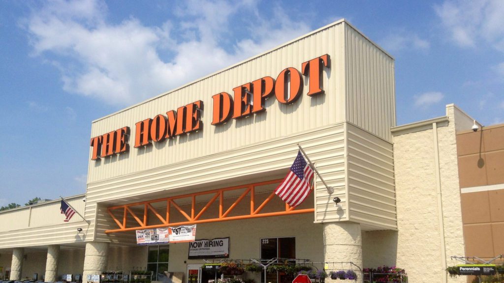 a building with a flag on the front