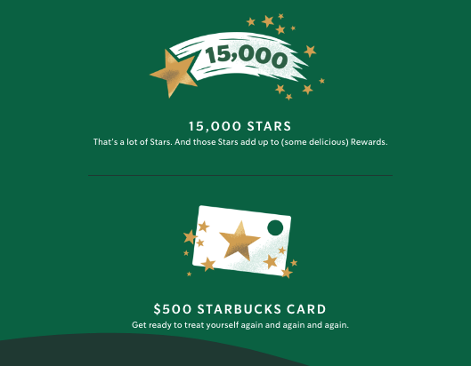 a green card with white text and gold stars