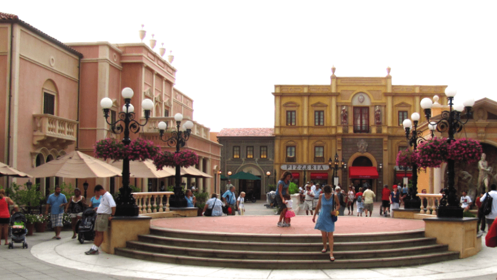 a group of people walking down a street