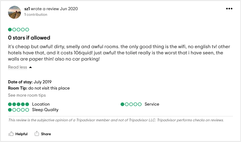 a screenshot of a review
