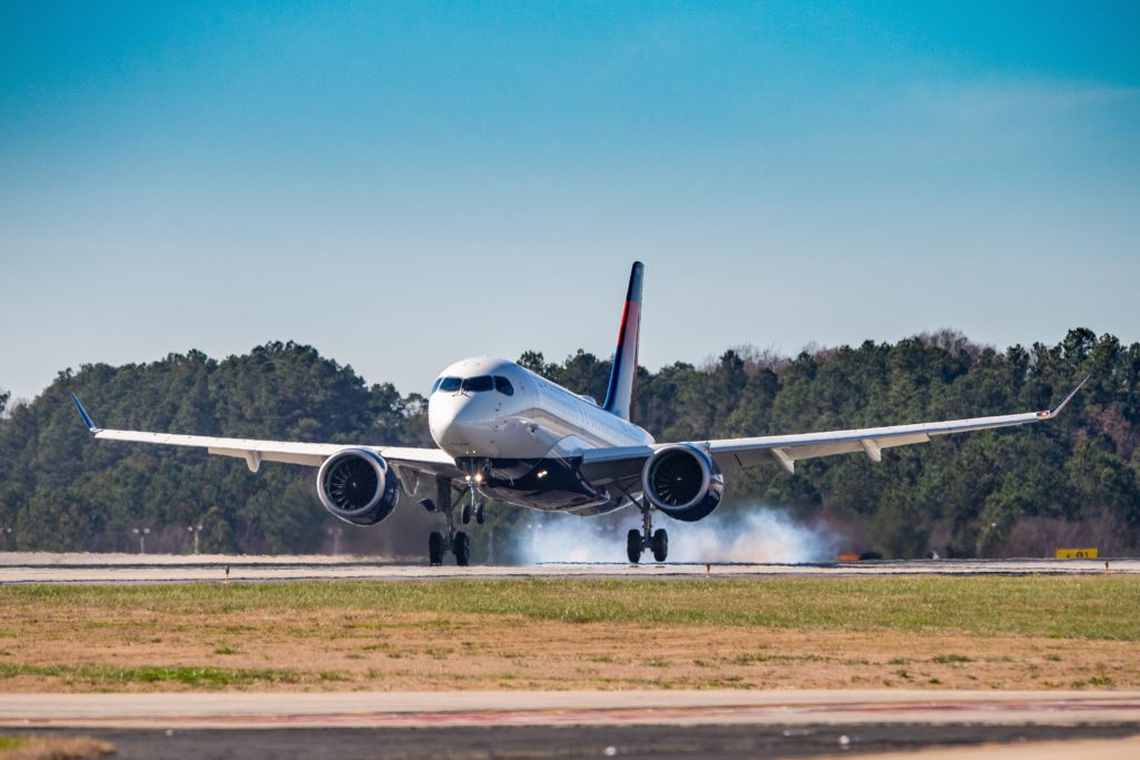 a plane taking off from a runway