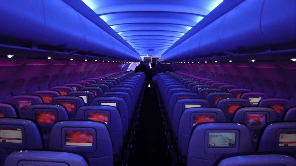 a row of seats in an airplane