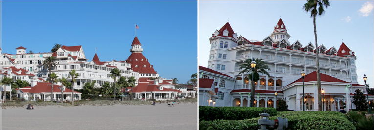 a collage of a hotel with Disney's Grand Floridian Resort & Spa in the background