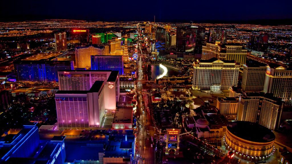 Las Vegas Strip at night with many lights