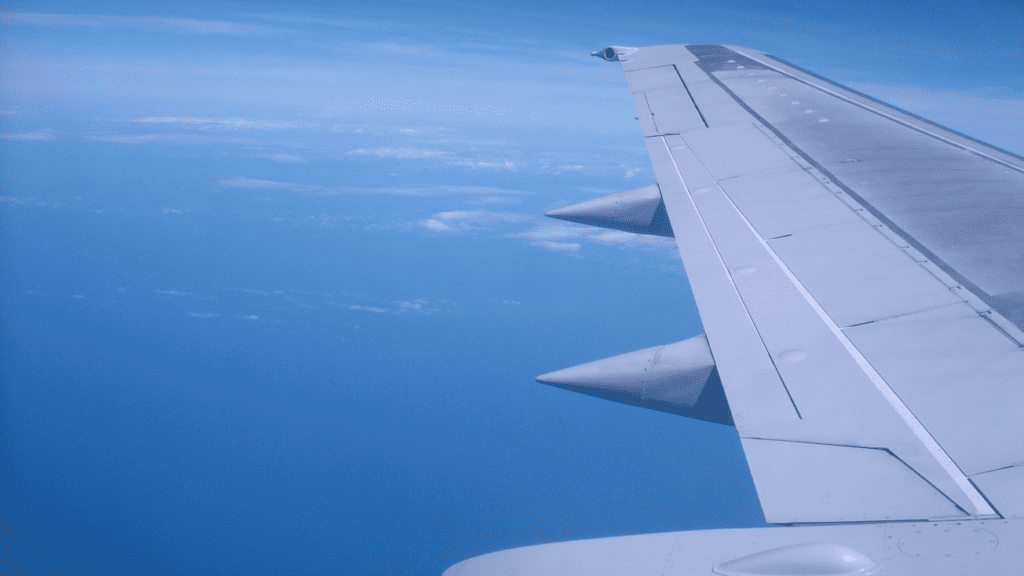 an airplane wing with pointy point