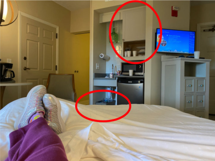a person's legs on a bed