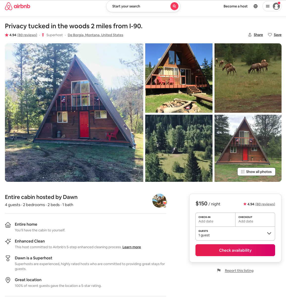 a screenshot of a log cabin