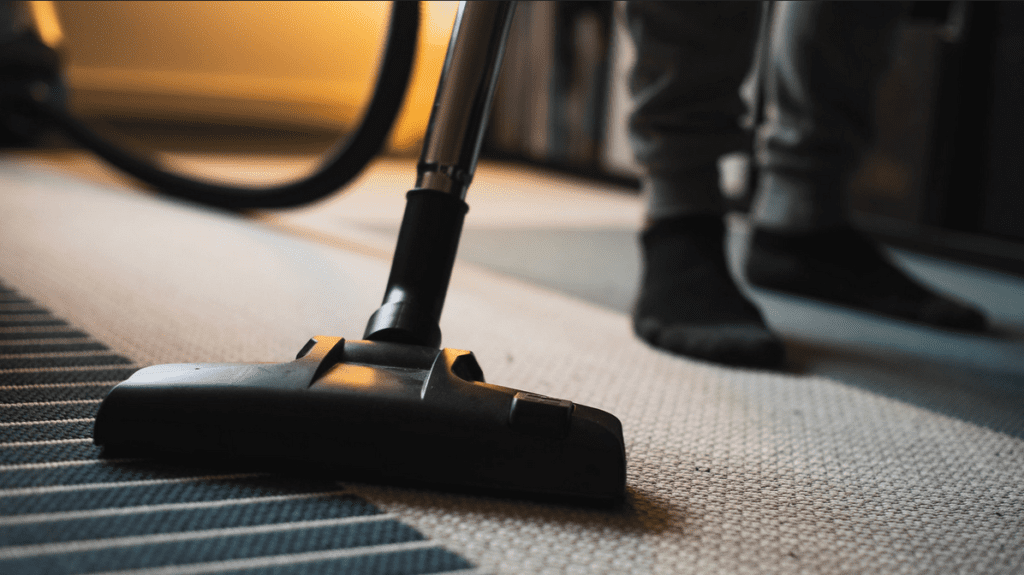 a vacuum cleaner on a carpet