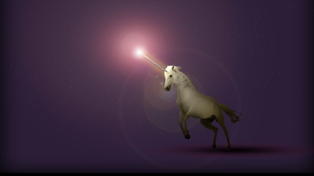 a unicorn with a light shining on its head