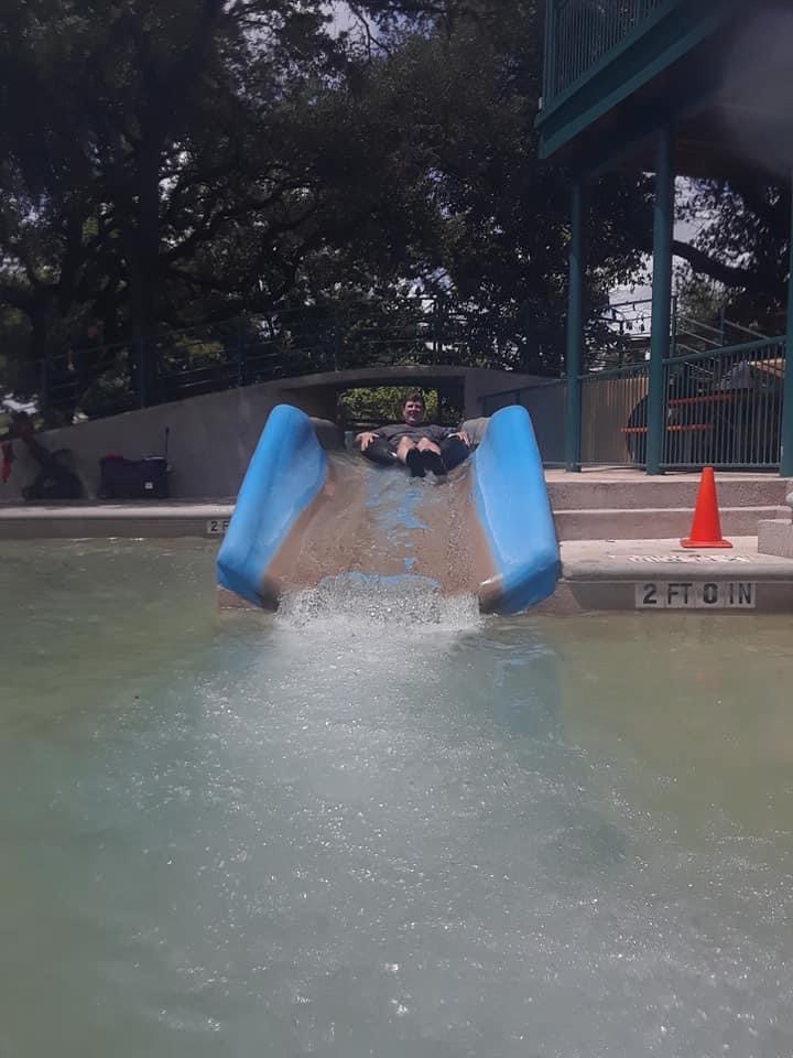 a man on a water slide