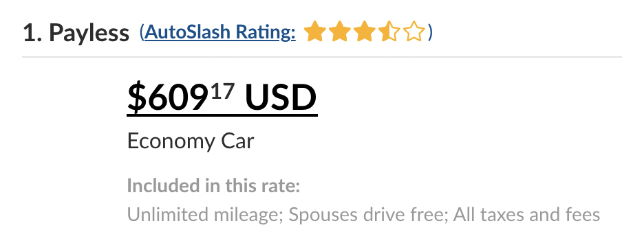a screenshot of a car rating