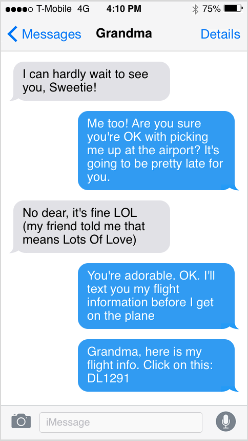 a screenshot of a text message