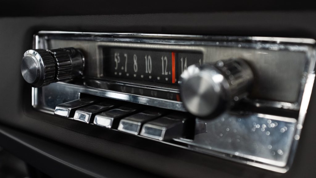 a close up of a car radio