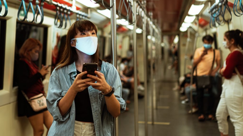 a woman wearing a mask on her face