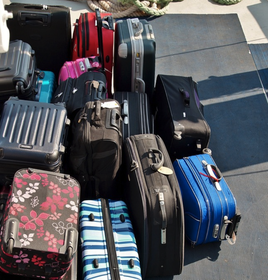 a group of luggage on the floor