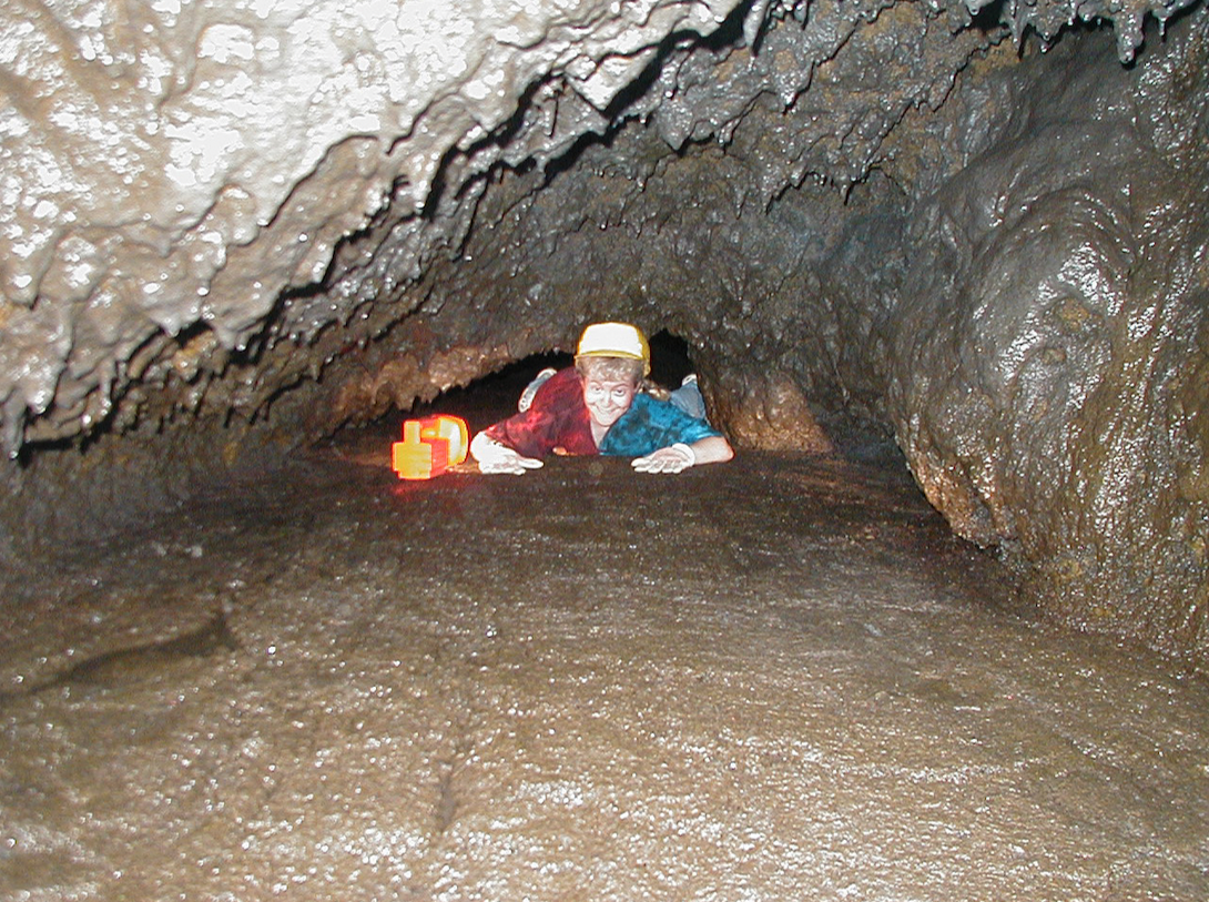 a person in a cave