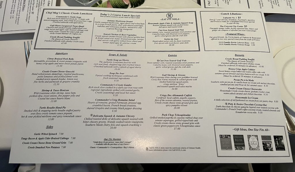 a menu on a table