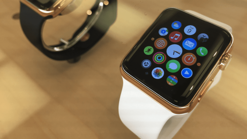 a smart watch with a white band