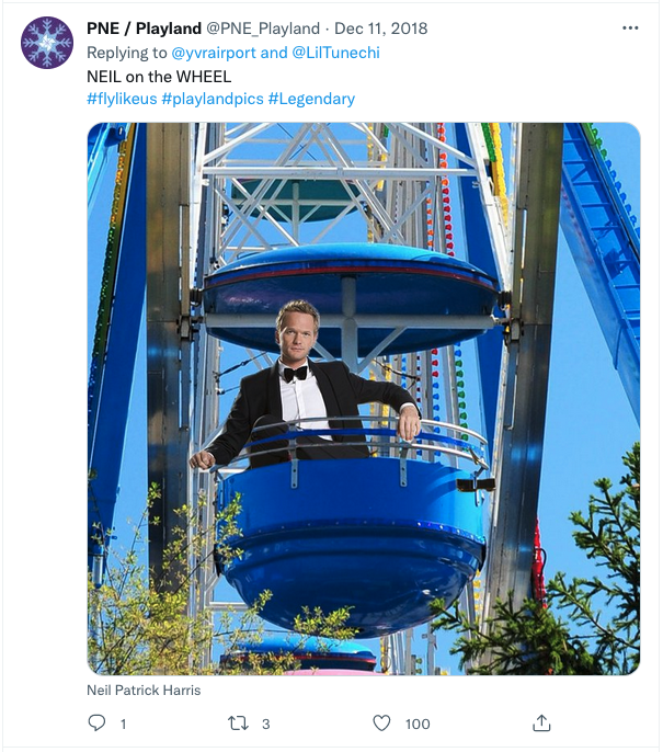 a man in a blue ferris wheel