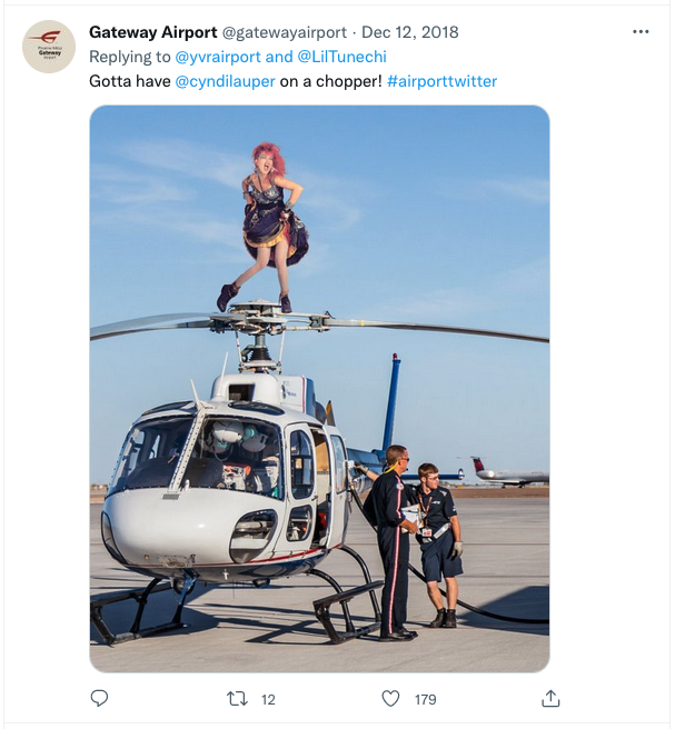 a woman on a helicopter