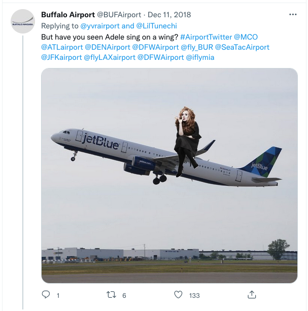 a plane with a woman on the wing