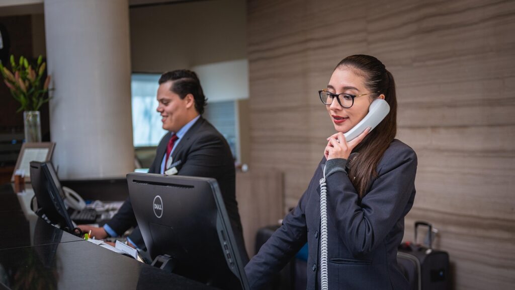 a woman on the phone