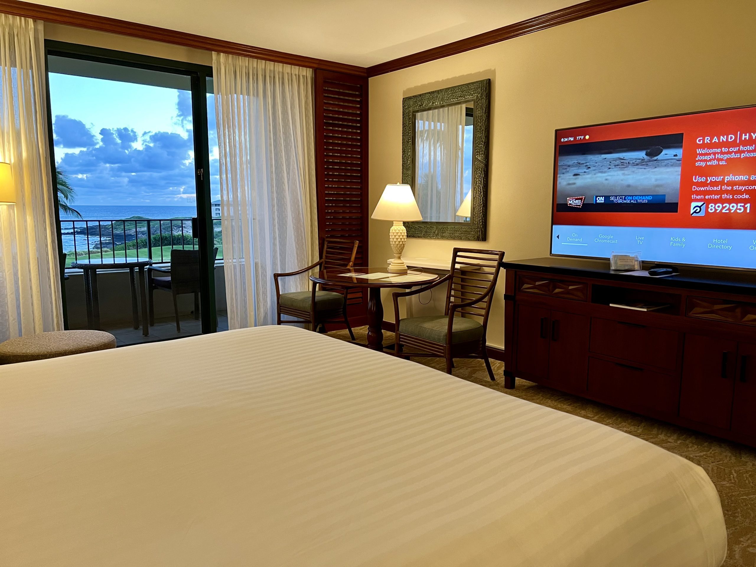 a room with a television and a table