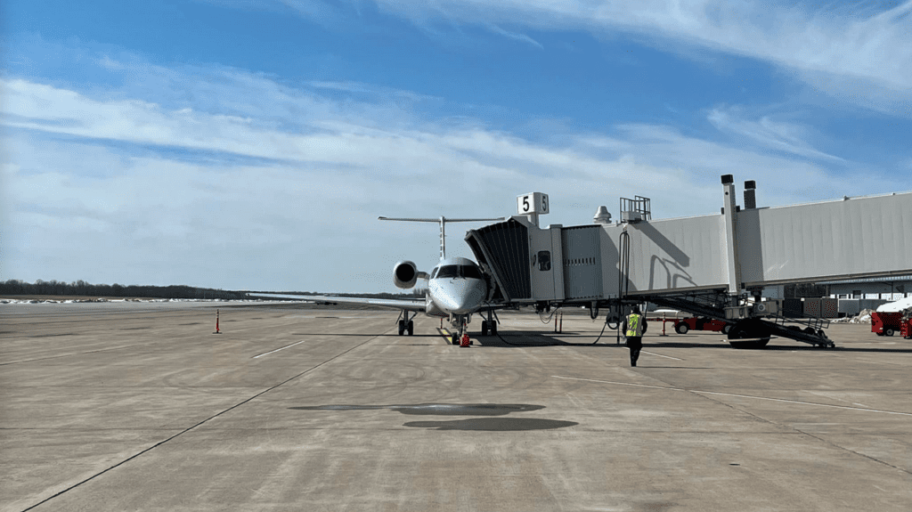 a plane on the runway