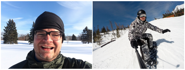 a man taking a selfie in the snow