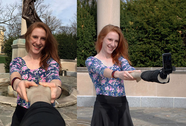 a collage of a woman holding a person's hand