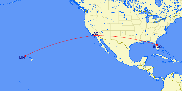 a map of the united states with a red line going through the distance