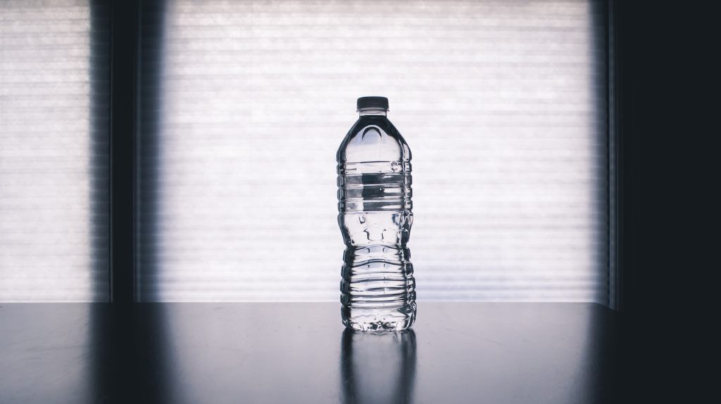 a water bottle on a table