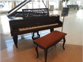 a piano with a bench